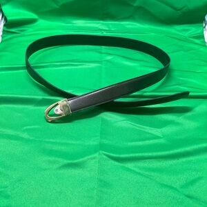 Brown & Black Leather Belt with Gold Buckle, made in Italy